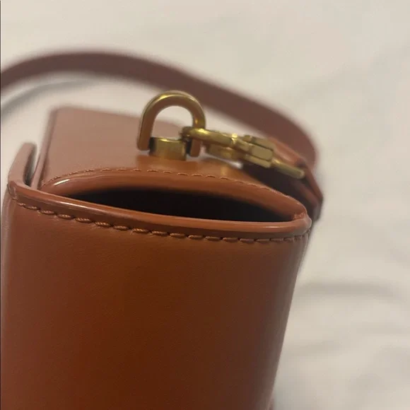 Charles & Keith Tan Brown Leather elongated Crossbody Bag magnetic closure - Picture 8 of 16